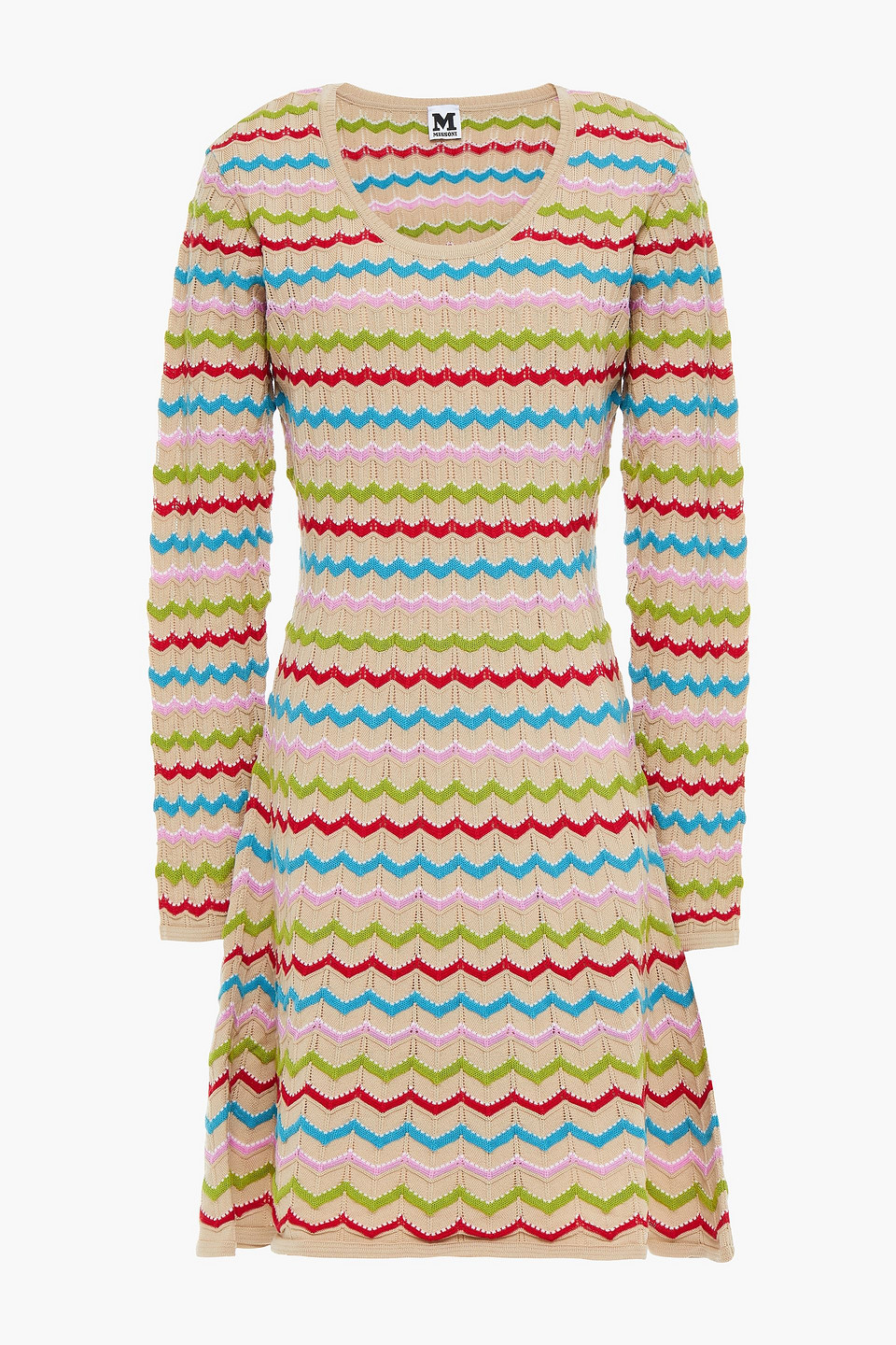 M Missoni Pointelle-trimmed crochet-knit wool-blend mini dress