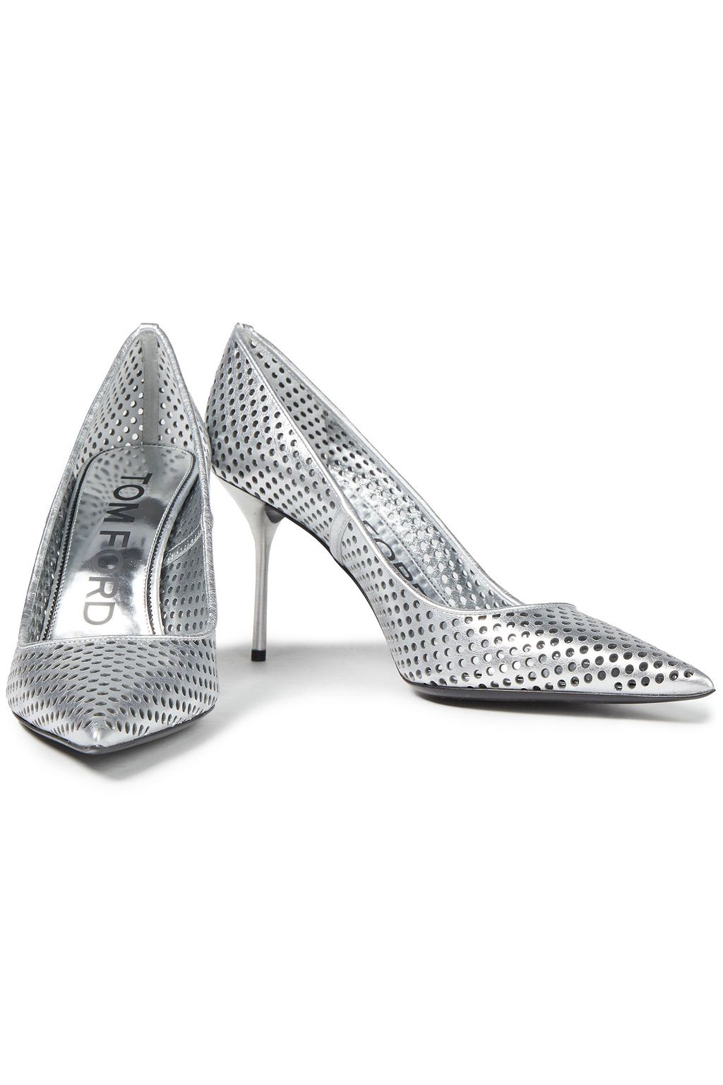 TOM FORD Metallic perforated leather pumps