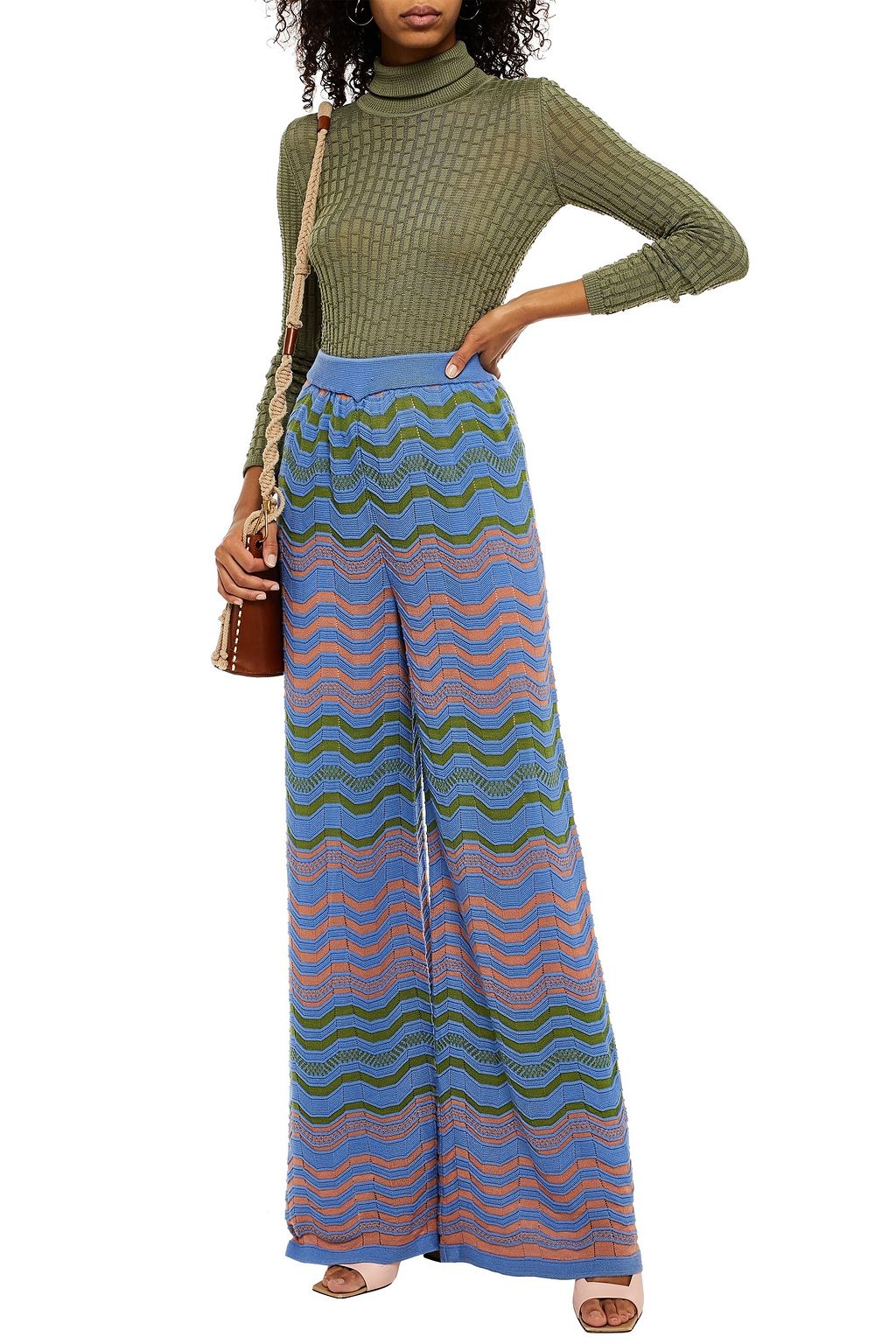 M MISSONI Crochet-knit wool wide-leg pants