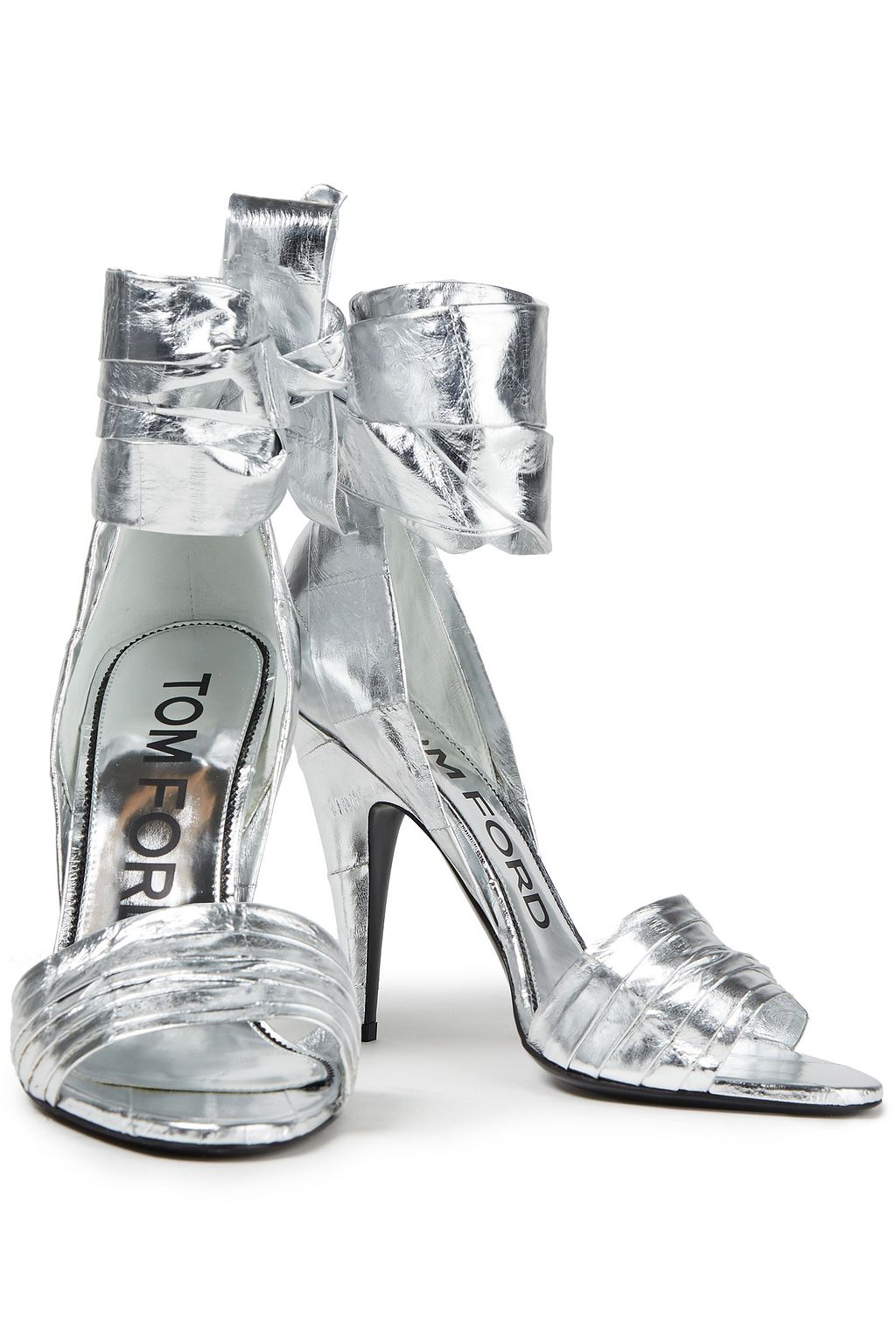 TOM FORD Sandalen aus Aalleder mit Metallic-Effekt und Falten