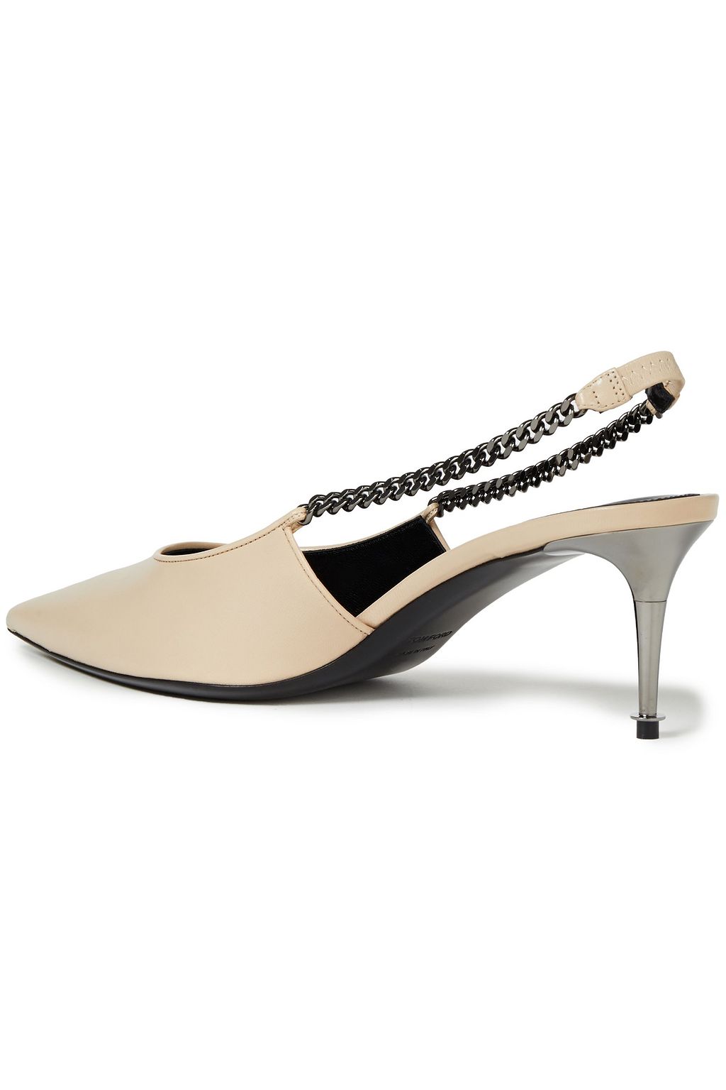 TOM FORD Chain-trimmed lizard-effect leather slingback pumps