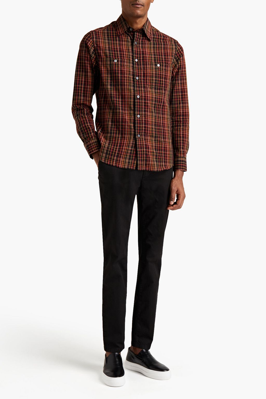 DUNHILL Checked cotton-jacquard shirt