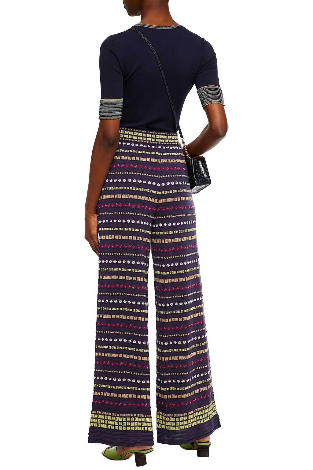M MISSONI Metallic crochet-knit wool-blend wide-leg pants