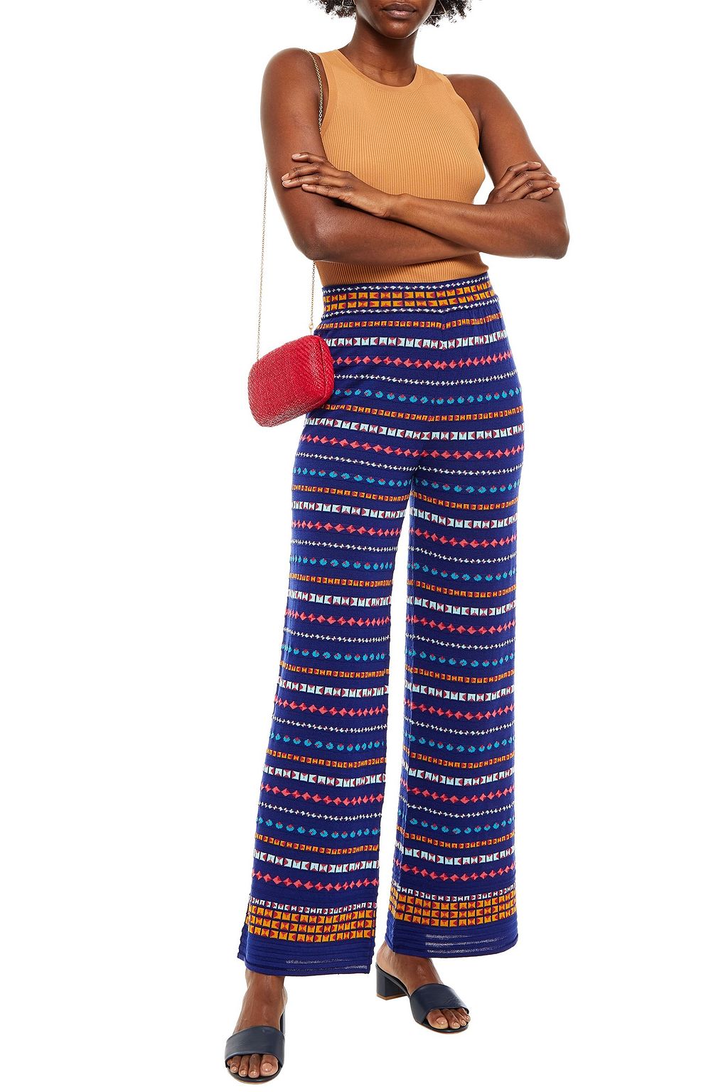 M MISSONI Metallic crochet-knit wool-blend wide-leg pants