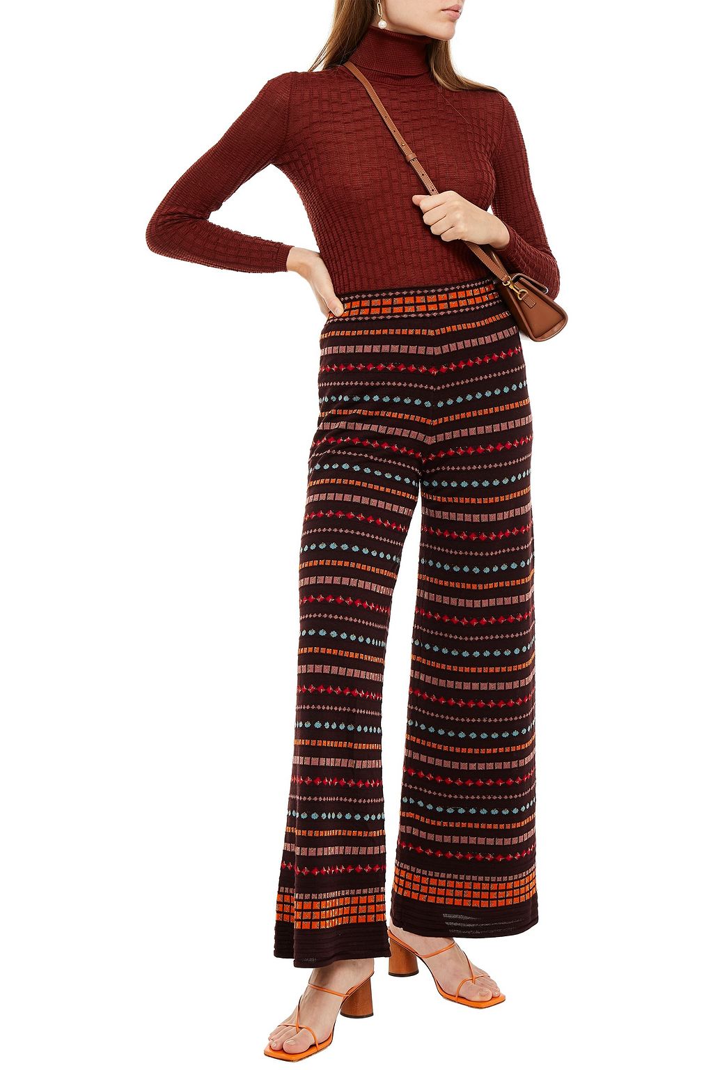 M MISSONI Metallic crochet-knit wool-blend wide-leg pants
