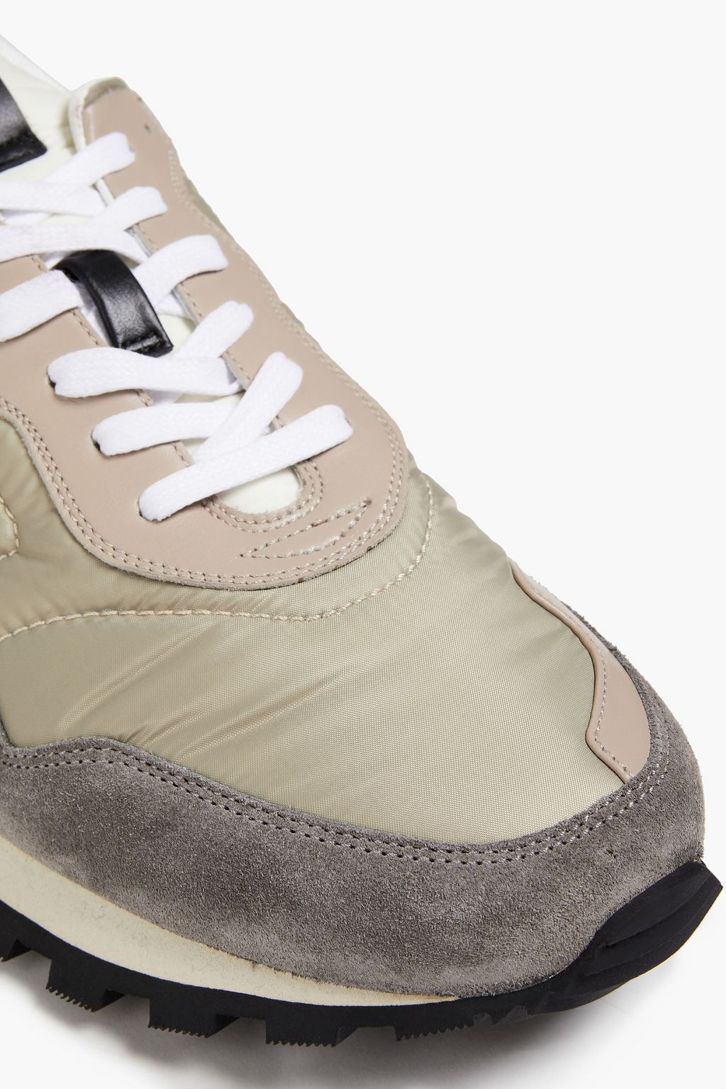 DUNHILL Suede and leather-trimmed quilted shell sneakers