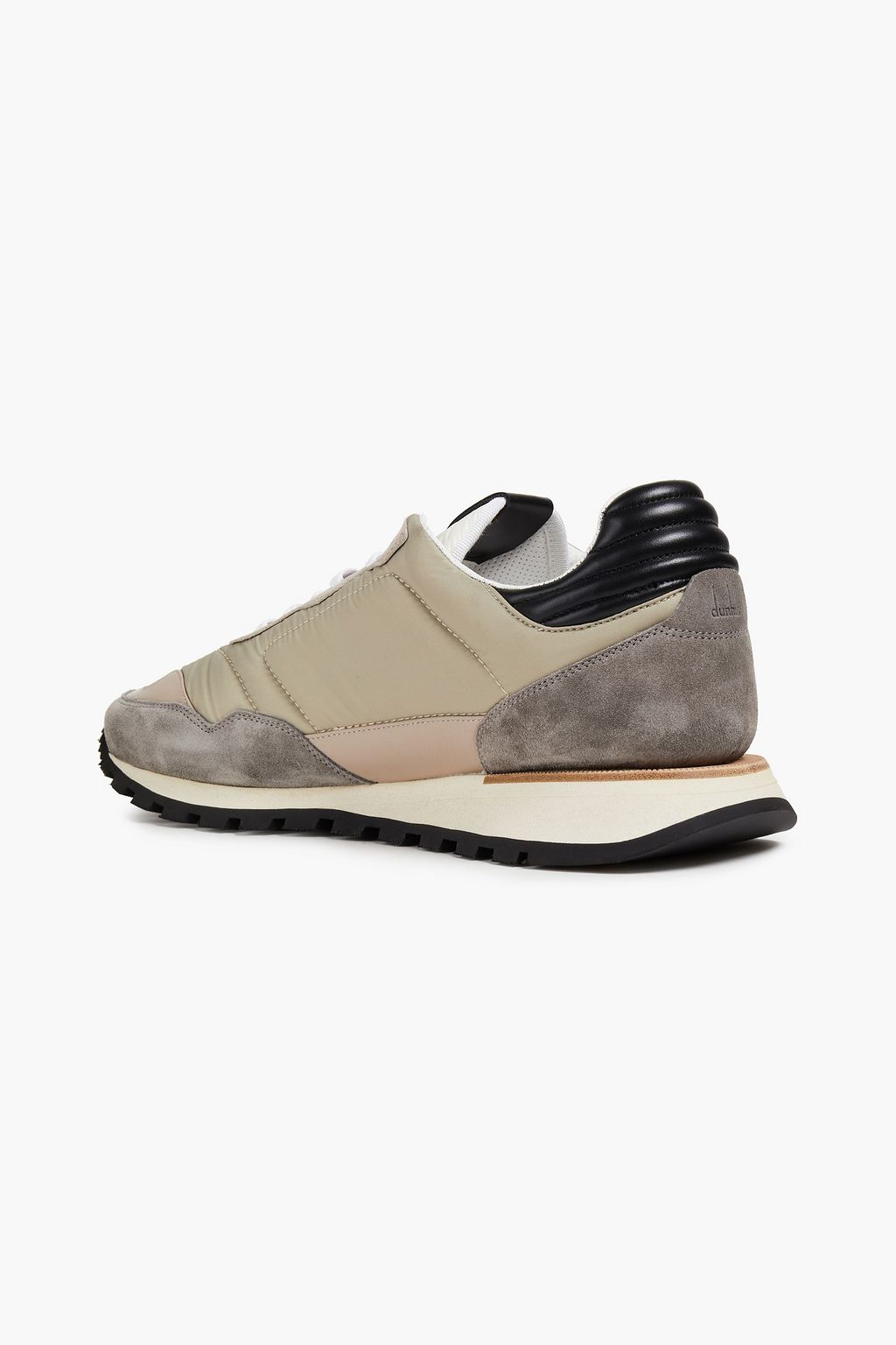 DUNHILL Suede and leather-trimmed quilted shell sneakers