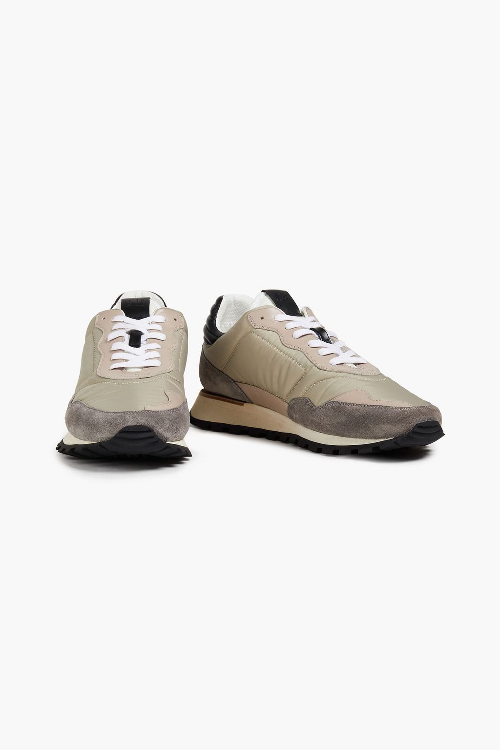 DUNHILL Suede and leather-trimmed quilted shell sneakers