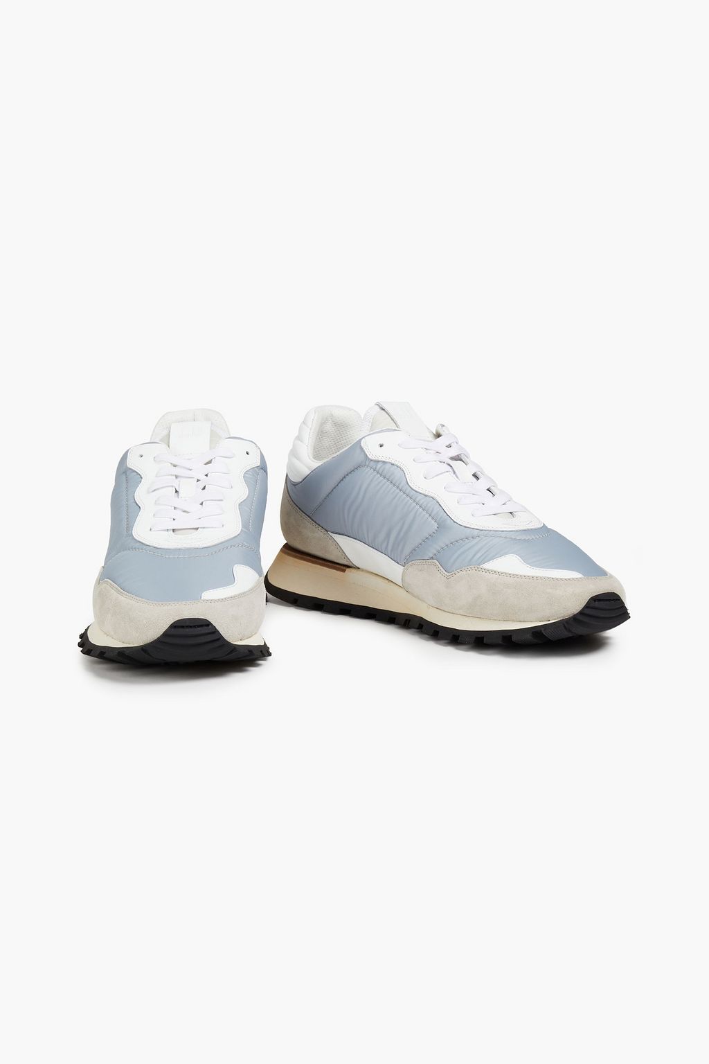 DUNHILL Suede and leather-trimmed quilted shell sneakers