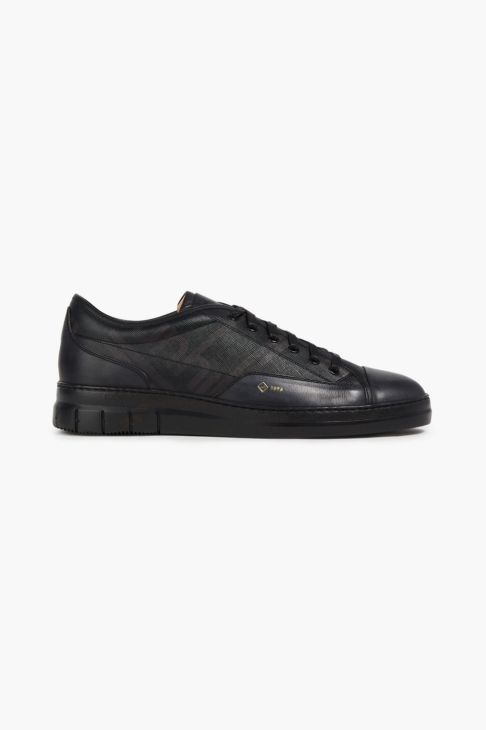 dunhill - coated canvas and leather sneakers - black - eu 43.5