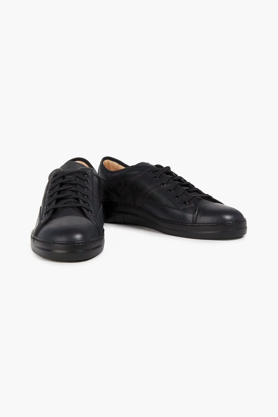 Dunhill Man Coated Canvas And Leather Trainers In Black