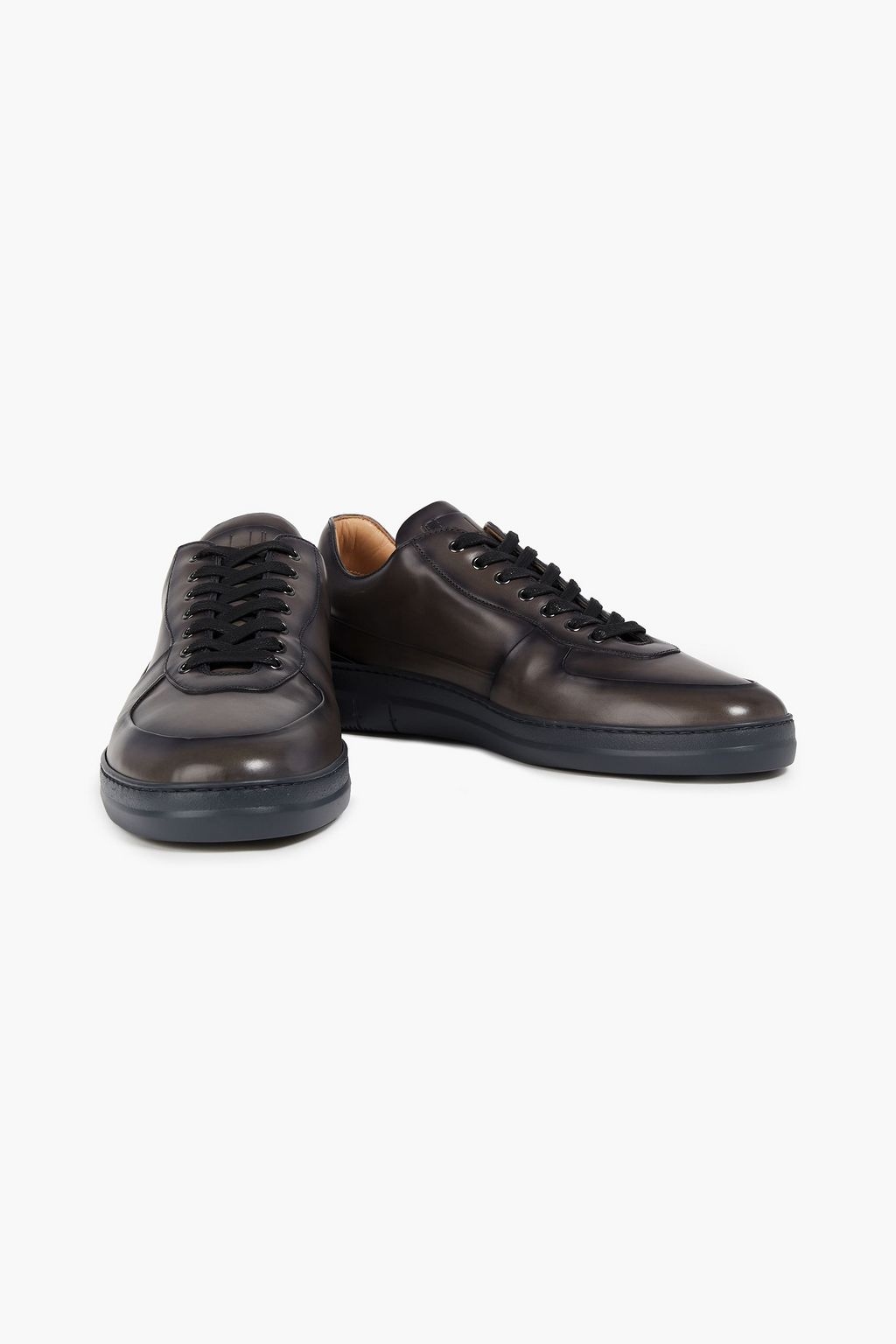 DUNHILL Burnished-leather sneakers