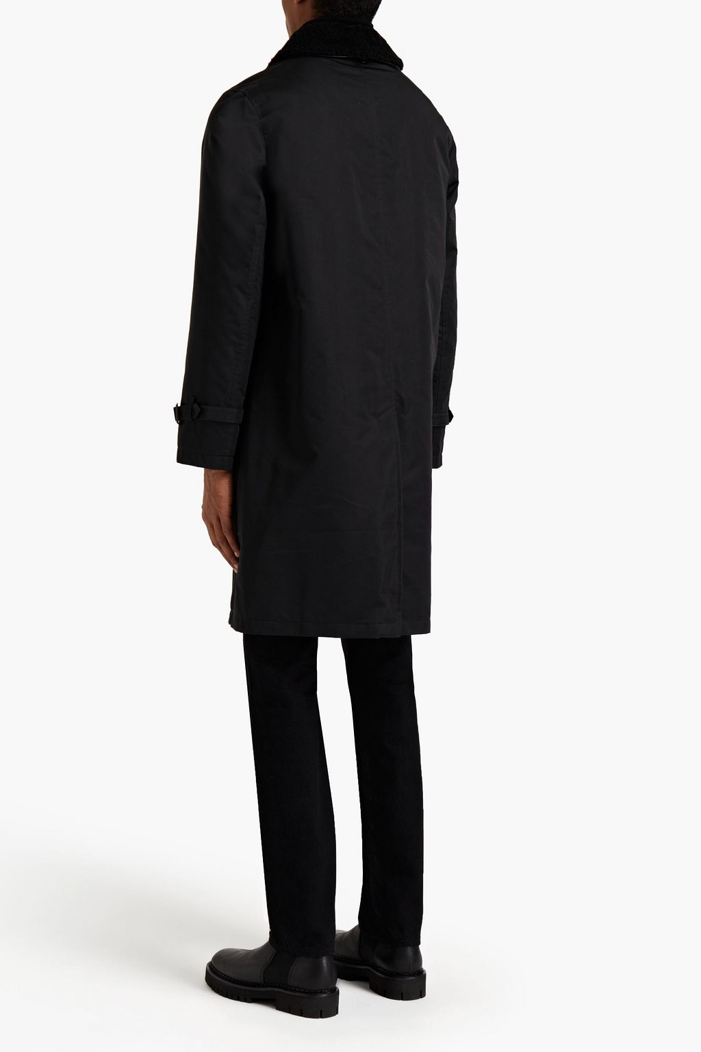 DUNHILL Shearling-trimmed cotton-blend gabardine coat