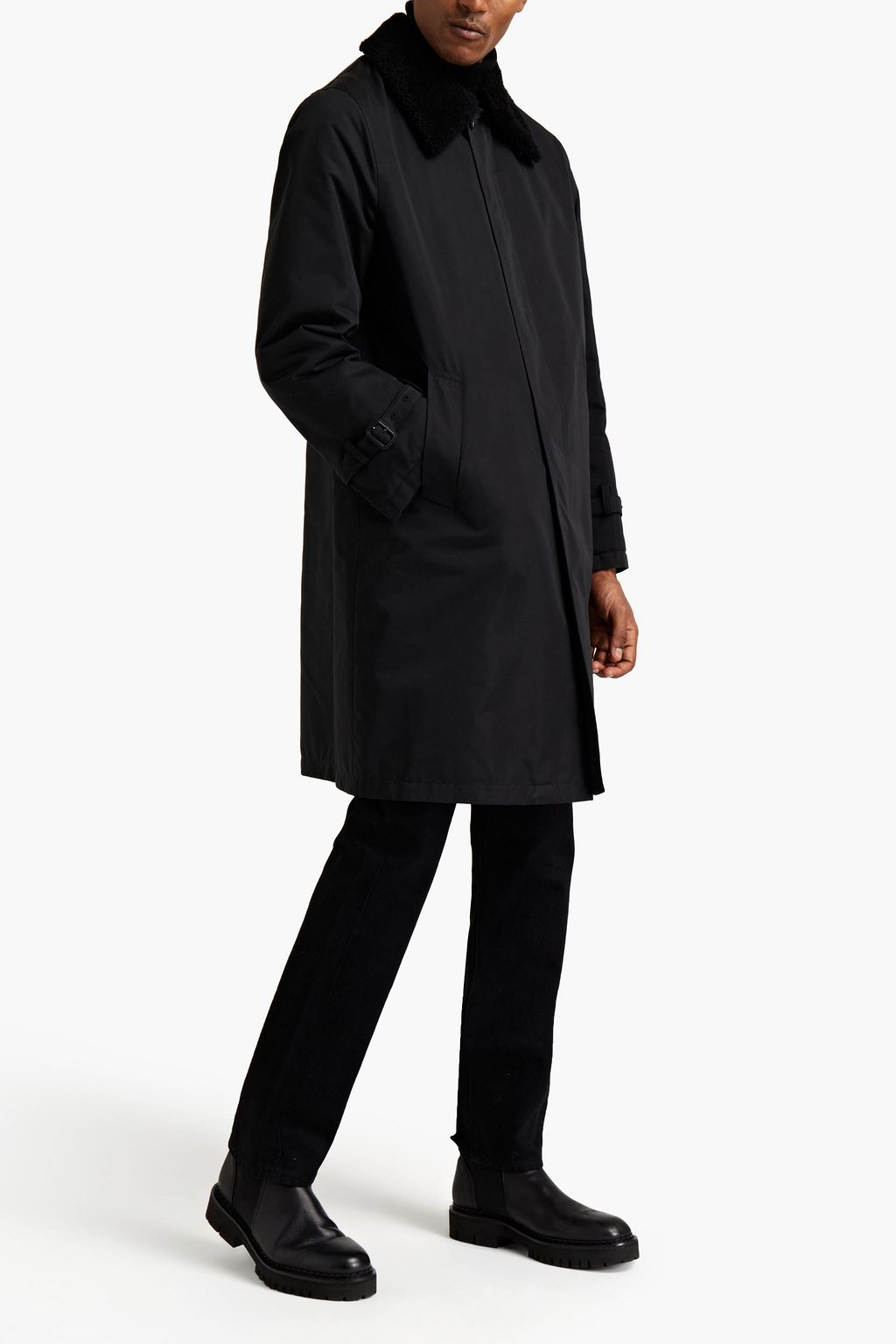 DUNHILL Shearling-trimmed cotton-blend gabardine coat