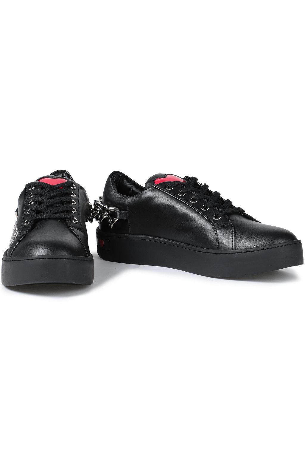 LOVE MOSCHINO Embellished faux leather sneakers