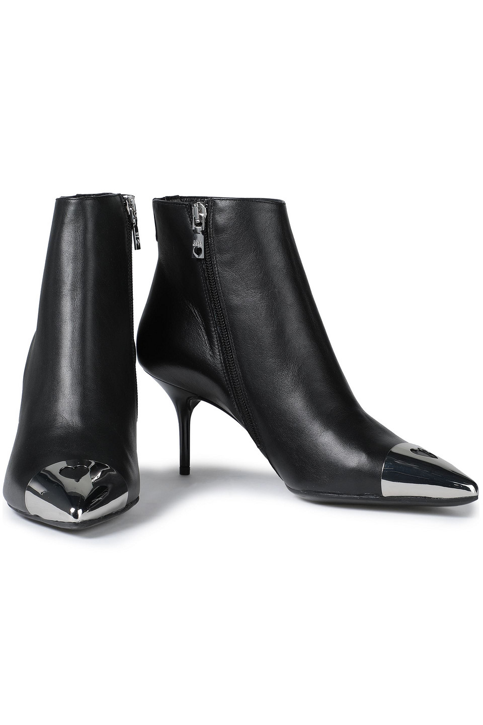 Love Moschino Embellished Leather Ankle Boots In Black