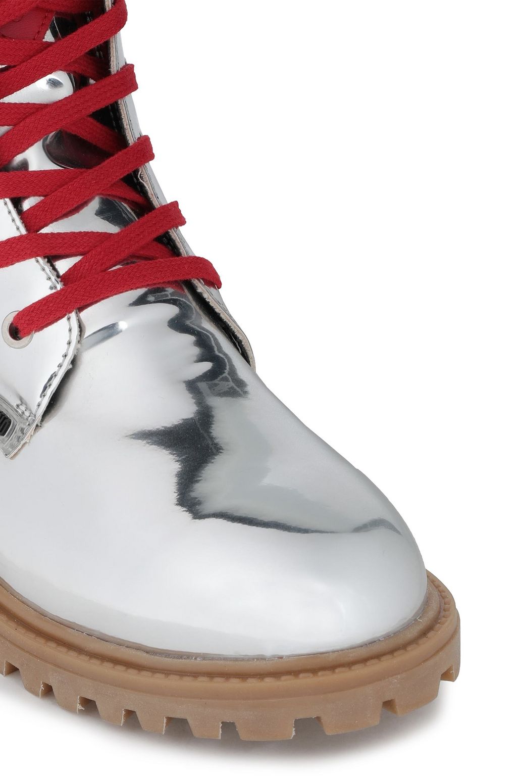LOVE MOSCHINO Mirrored faux leather combat boots