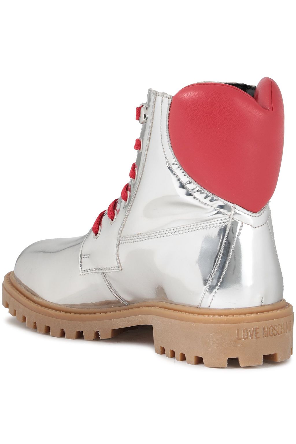 LOVE MOSCHINO Mirrored faux leather combat boots