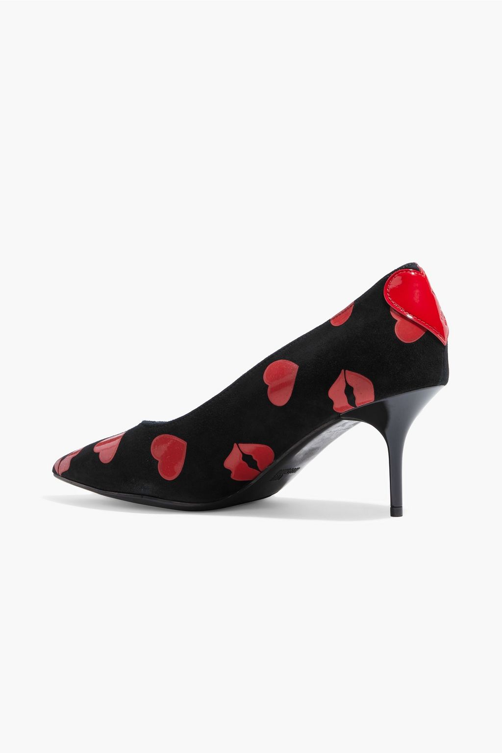 LOVE MOSCHINO Appliquéd printed suede pumps