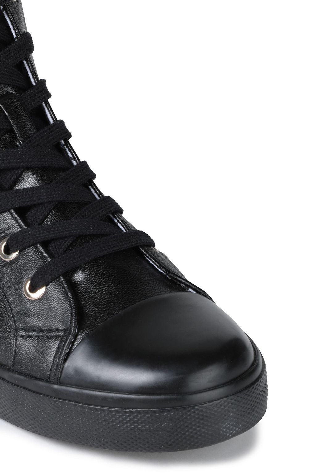 LOVE MOSCHINO Logo-appliquéd faux leather high-top sneakers