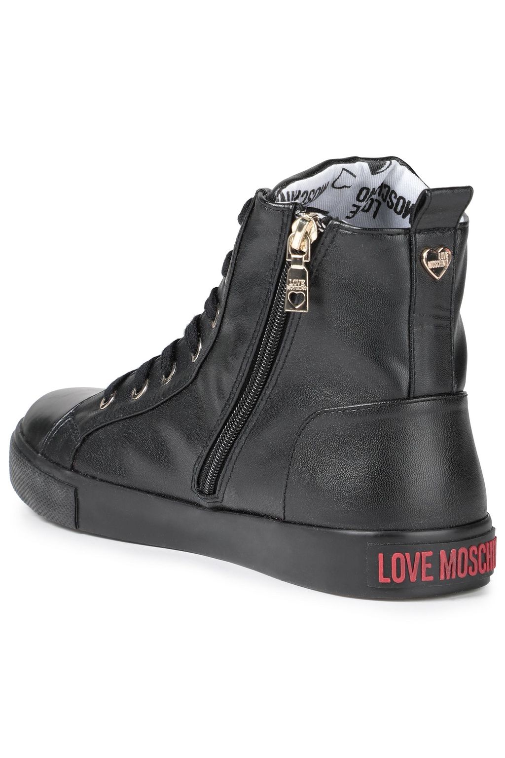 LOVE MOSCHINO Logo-appliquéd faux leather high-top sneakers