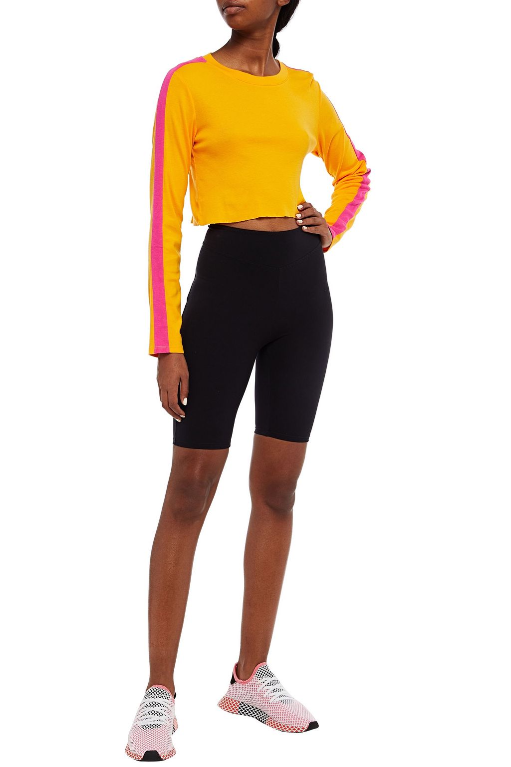 ALL ACCESS Encore cropped striped Pima cotton and Micro Modal-blend top