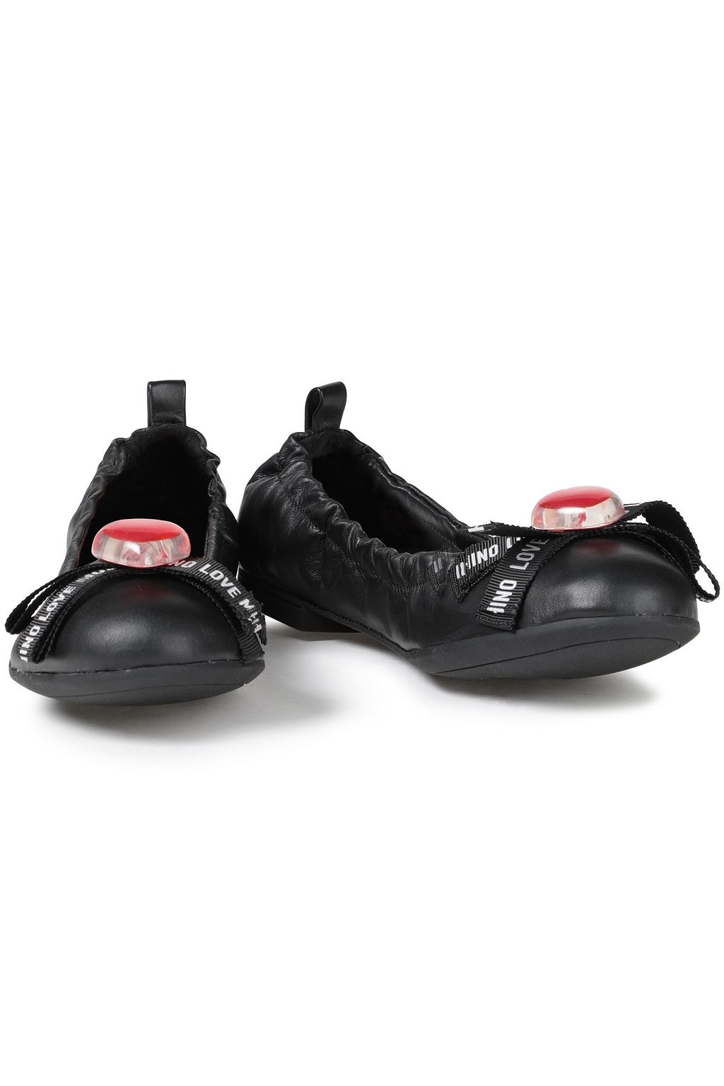 LOVE MOSCHINO Embellished leather ballet flats