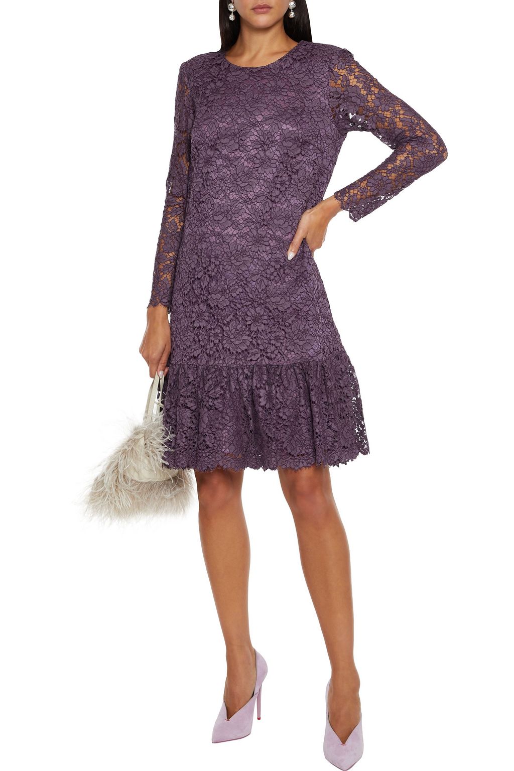 ADAM LIPPES Ruffled cotton-blend corded lace dress