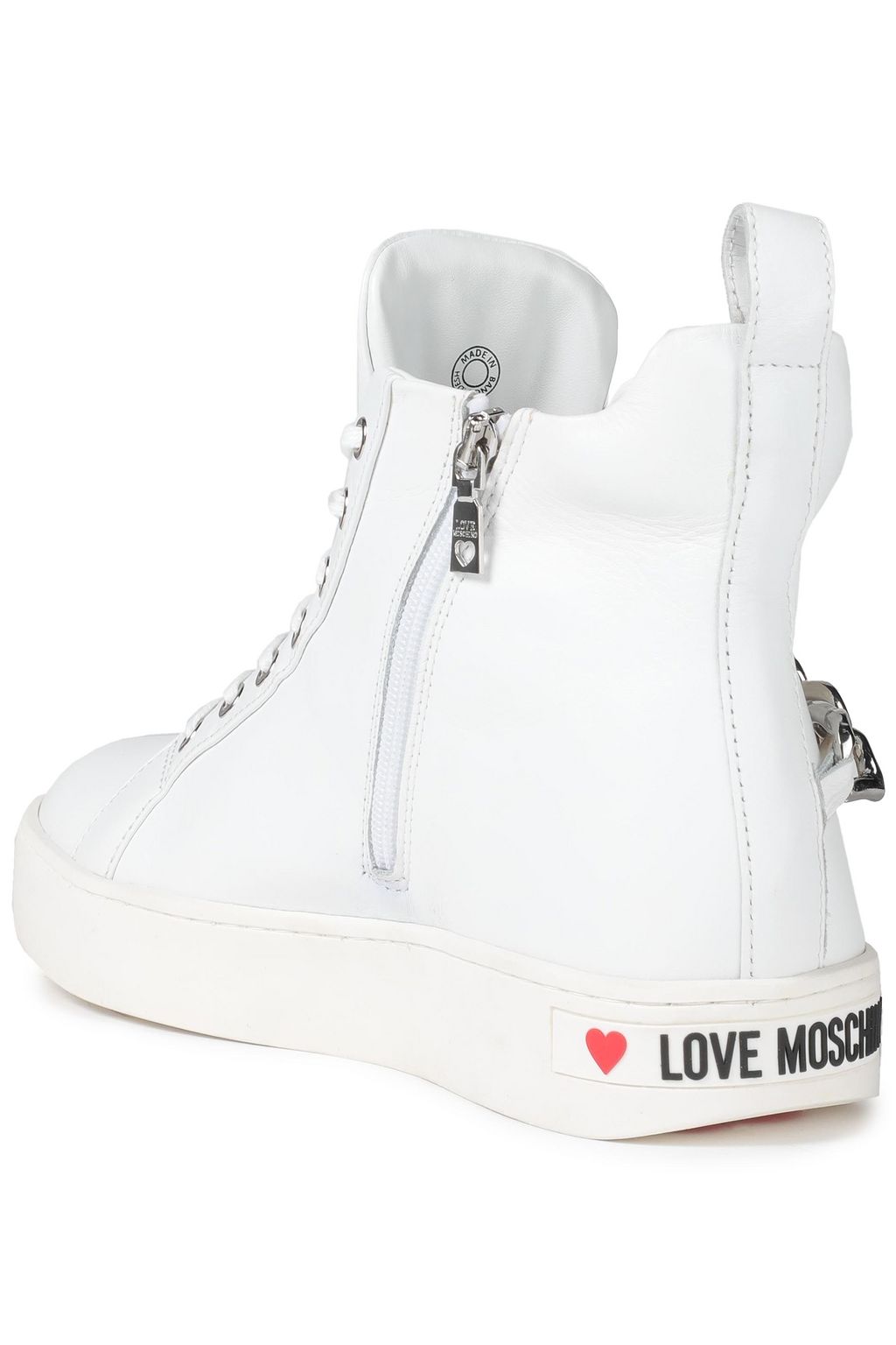 LOVE MOSCHINO Embellished leather high-top sneakers