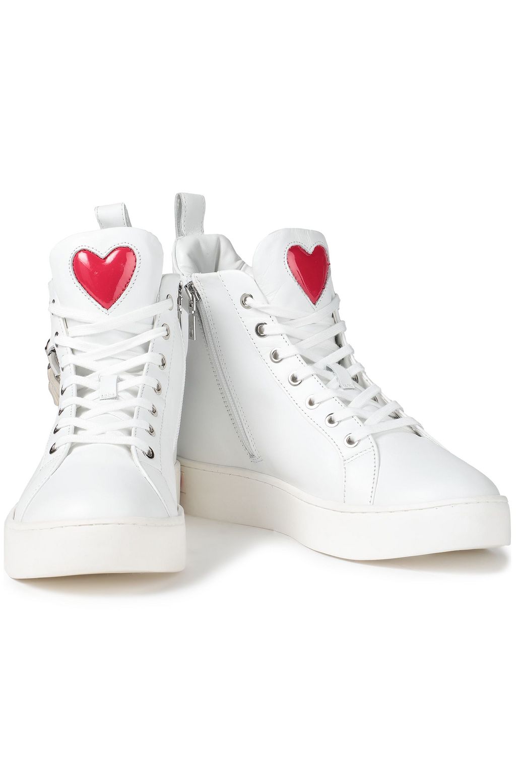 LOVE MOSCHINO Embellished leather high-top sneakers