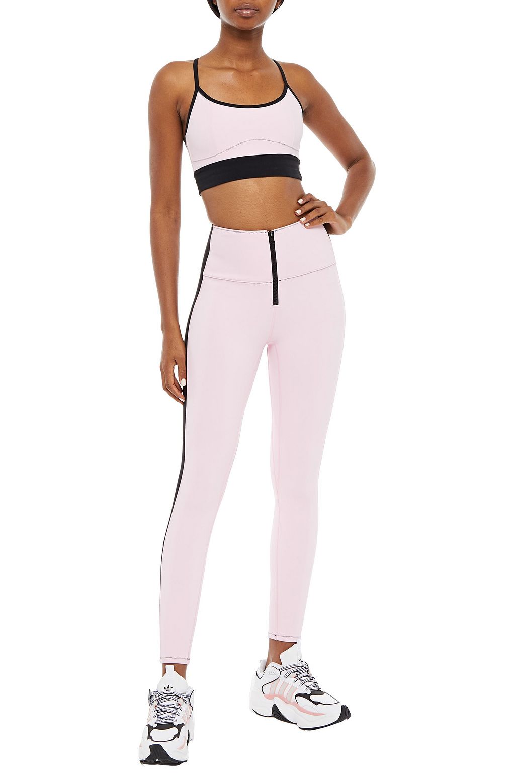 SOLID & STRIPED SPORT Cutout striped stretch-jersey sports bra