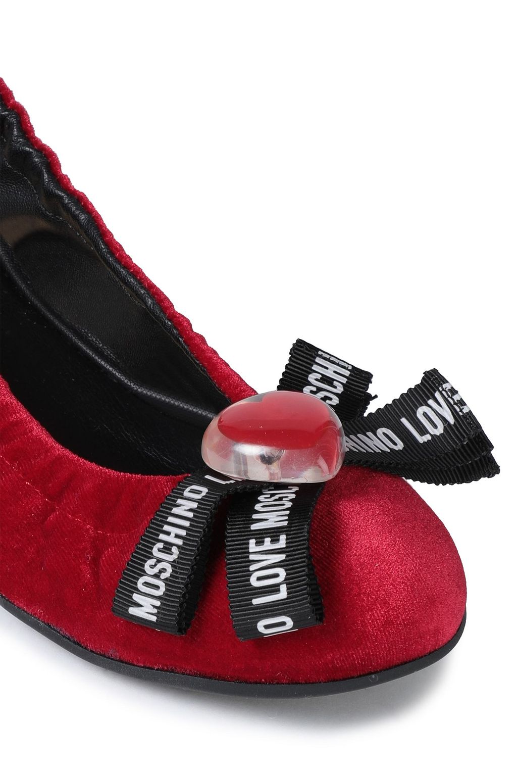 LOVE MOSCHINO Embellished velvet ballet flats