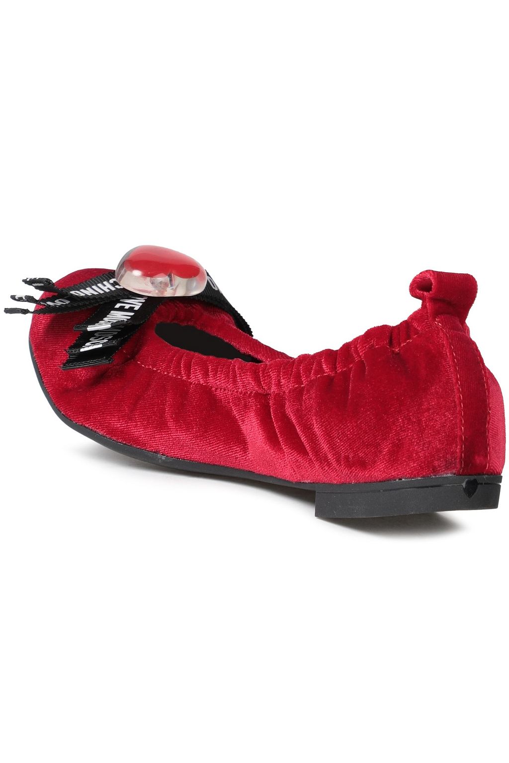 LOVE MOSCHINO Embellished velvet ballet flats