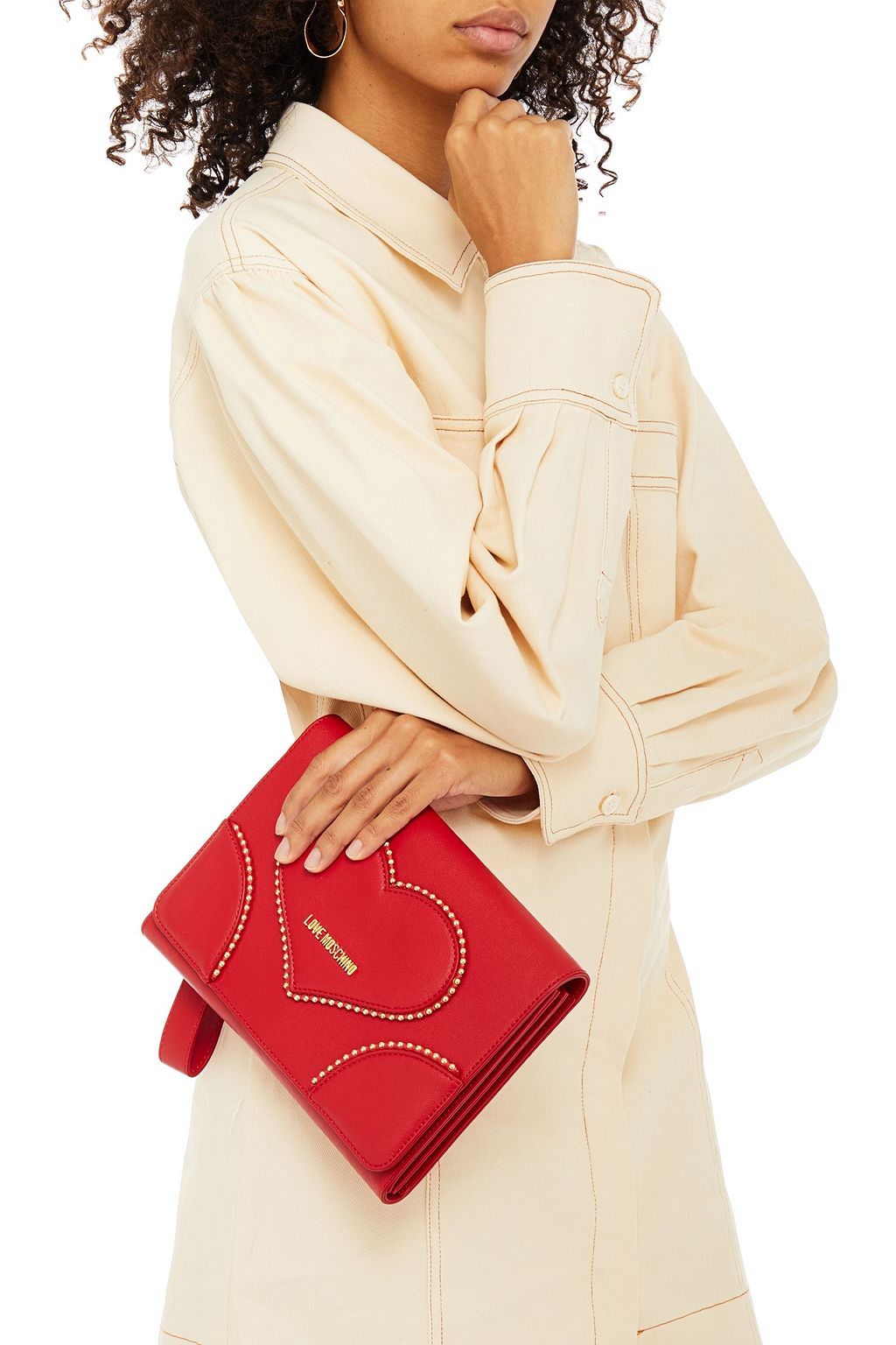 LOVE MOSCHINO Studded faux leather clutch