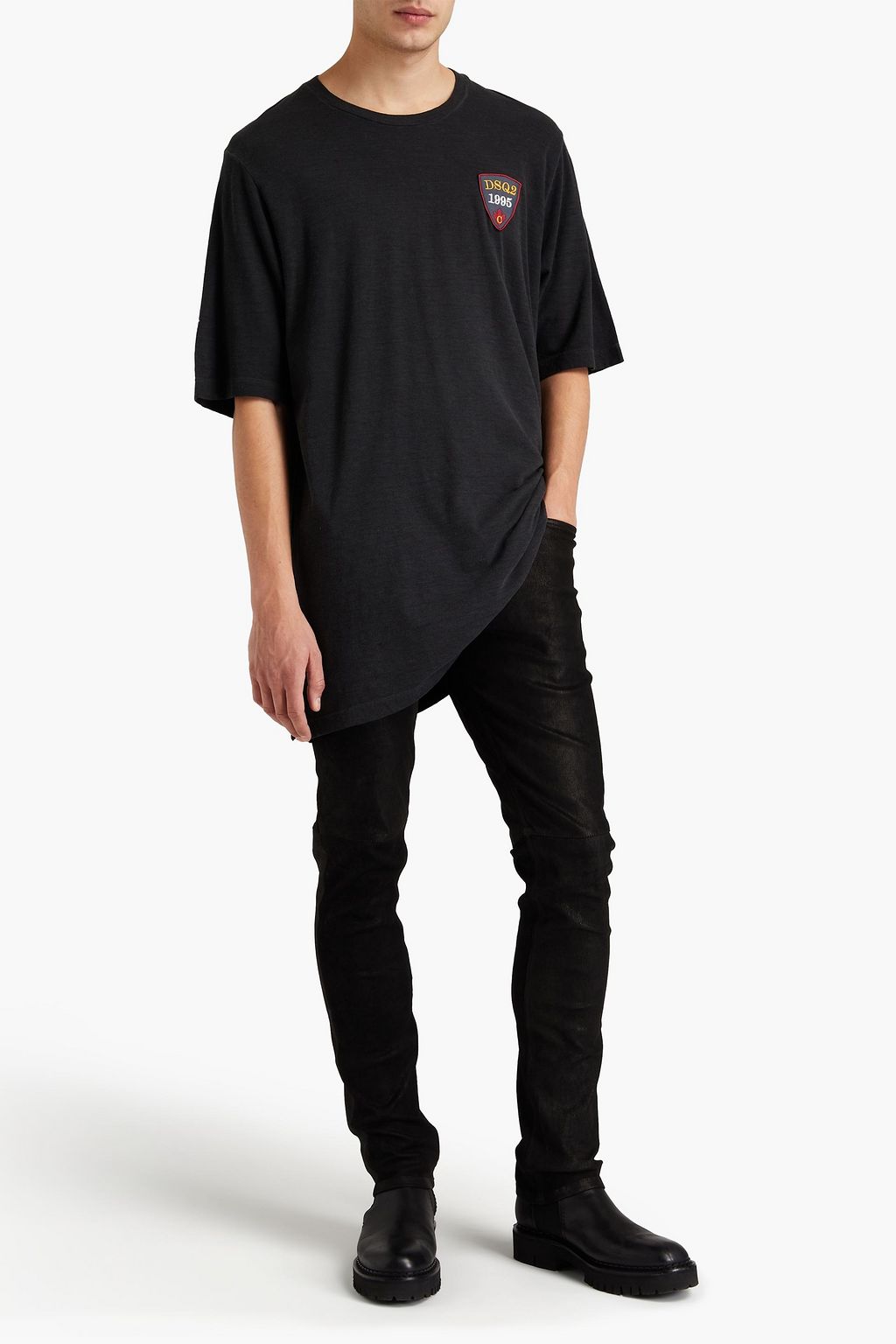 DSQUARED2 Appliquéd cotton-blend jersey T-shirt