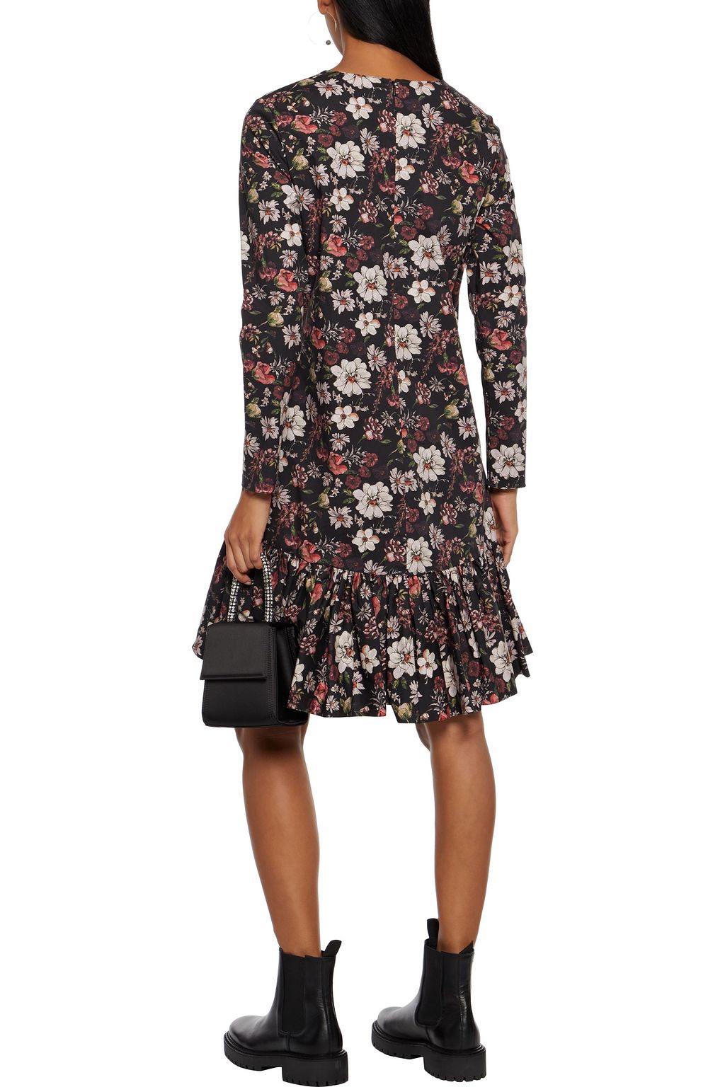 ADAM LIPPES Ruffled floral-print cotton-blend poplin dress