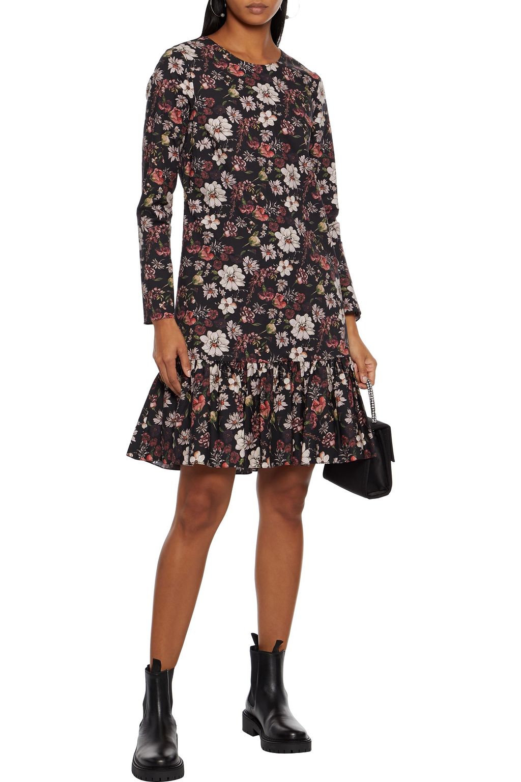 ADAM LIPPES Ruffled floral-print cotton-blend poplin dress