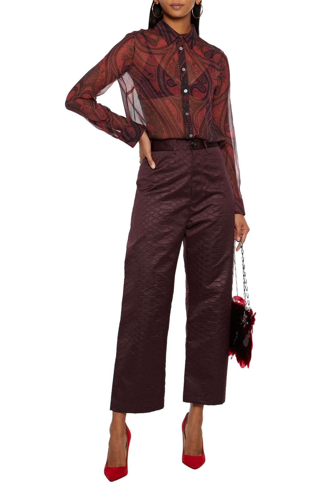 ADAM LIPPES Printed silk-chiffon shirt