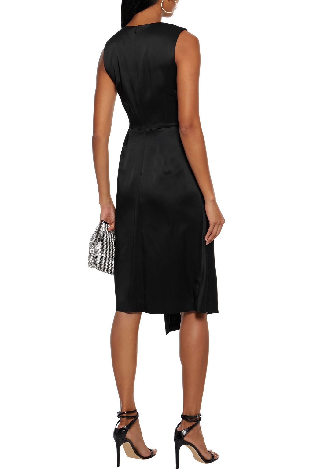 ADAM LIPPES Wrap-effect button-detailed satin-crepe dress