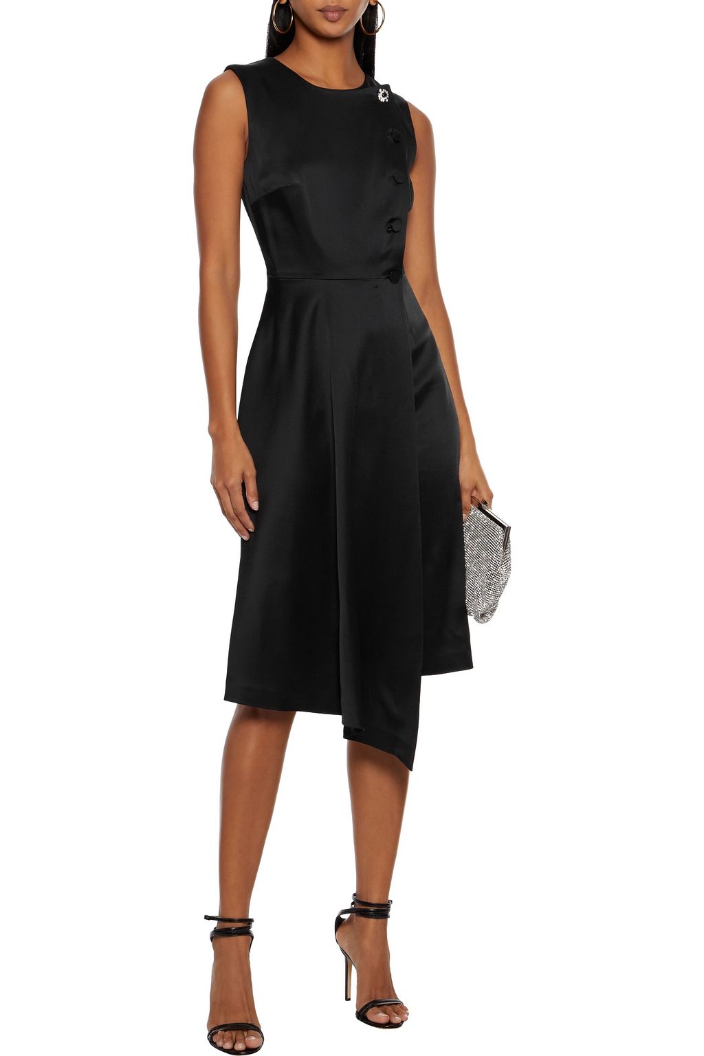 ADAM LIPPES Wrap-effect button-detailed satin-crepe dress