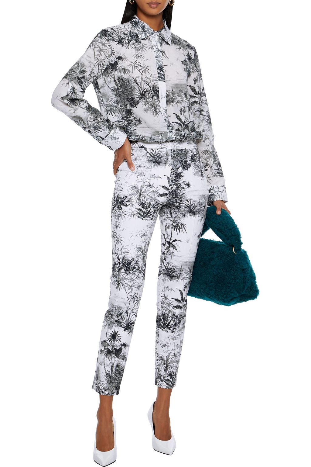 ADAM LIPPES Printed cotton-blend twill skinny pants