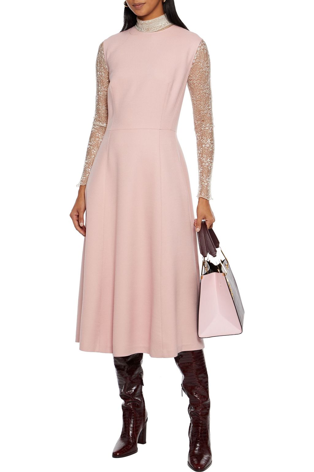 ADAM LIPPES Flared stretch-twill midi dress