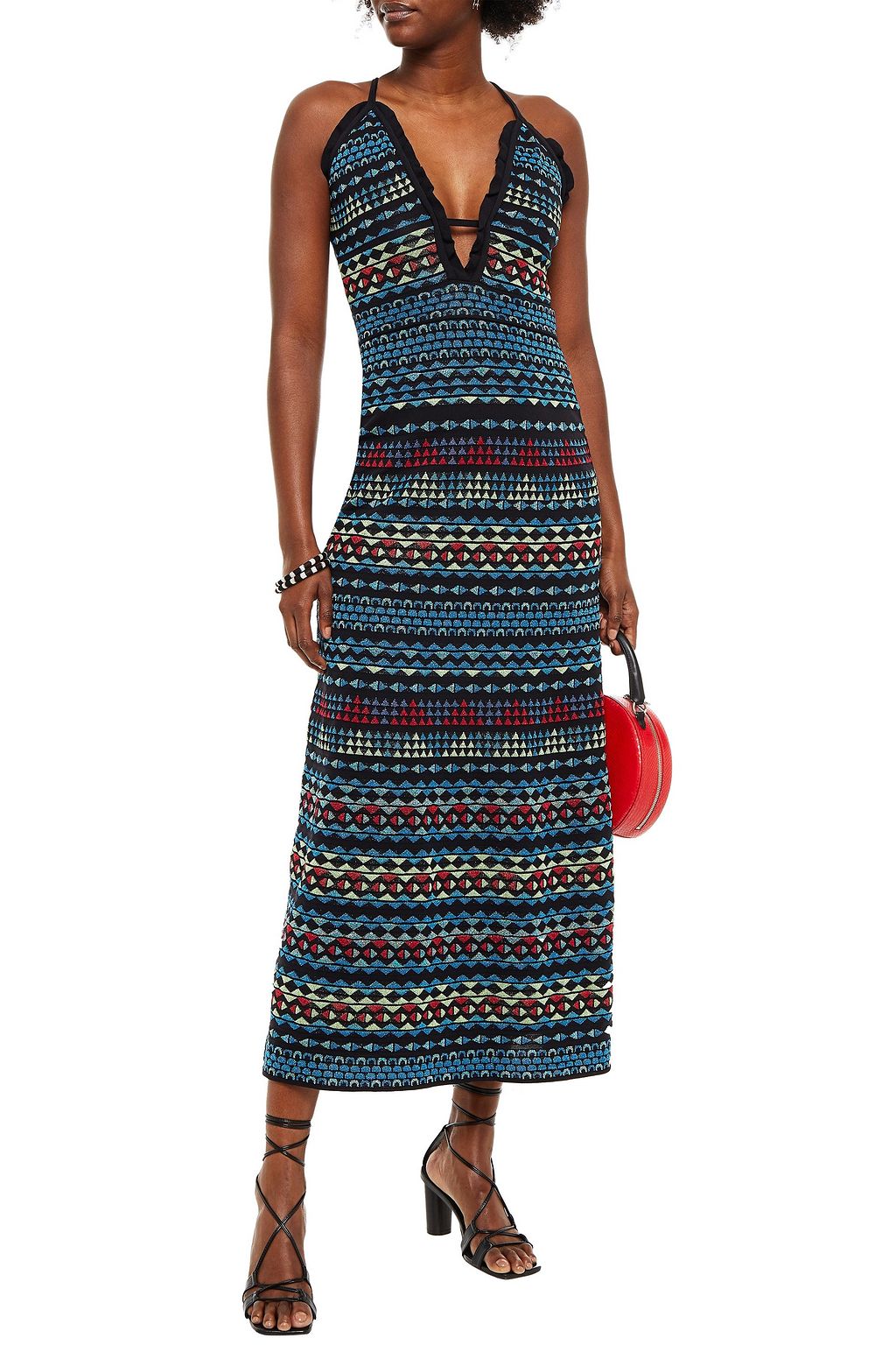 M MISSONI Ruffled metallic crochetknit midi dress Sale up to 70 off