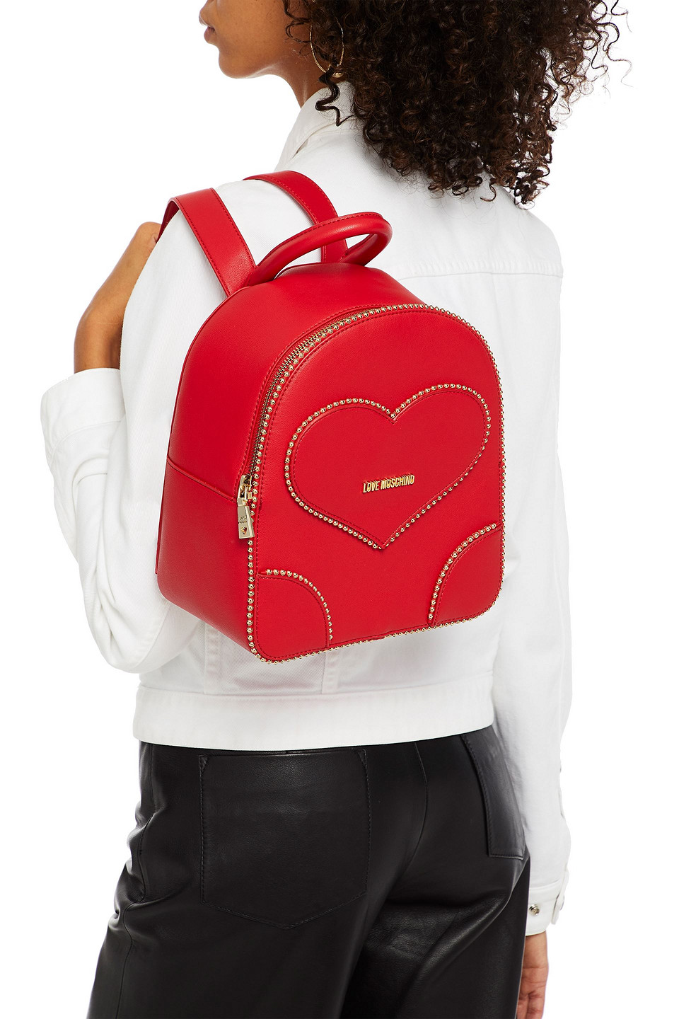 Love Moschino Studded Faux Leather Backpack In Red ModeSens