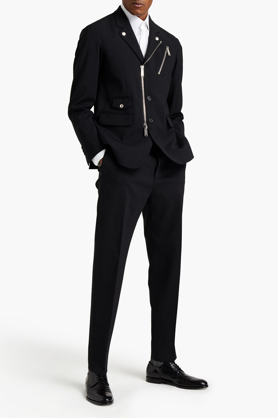 Dsquared2 Man Zip-detailed Stretch-wool Crepe Blazer In Black