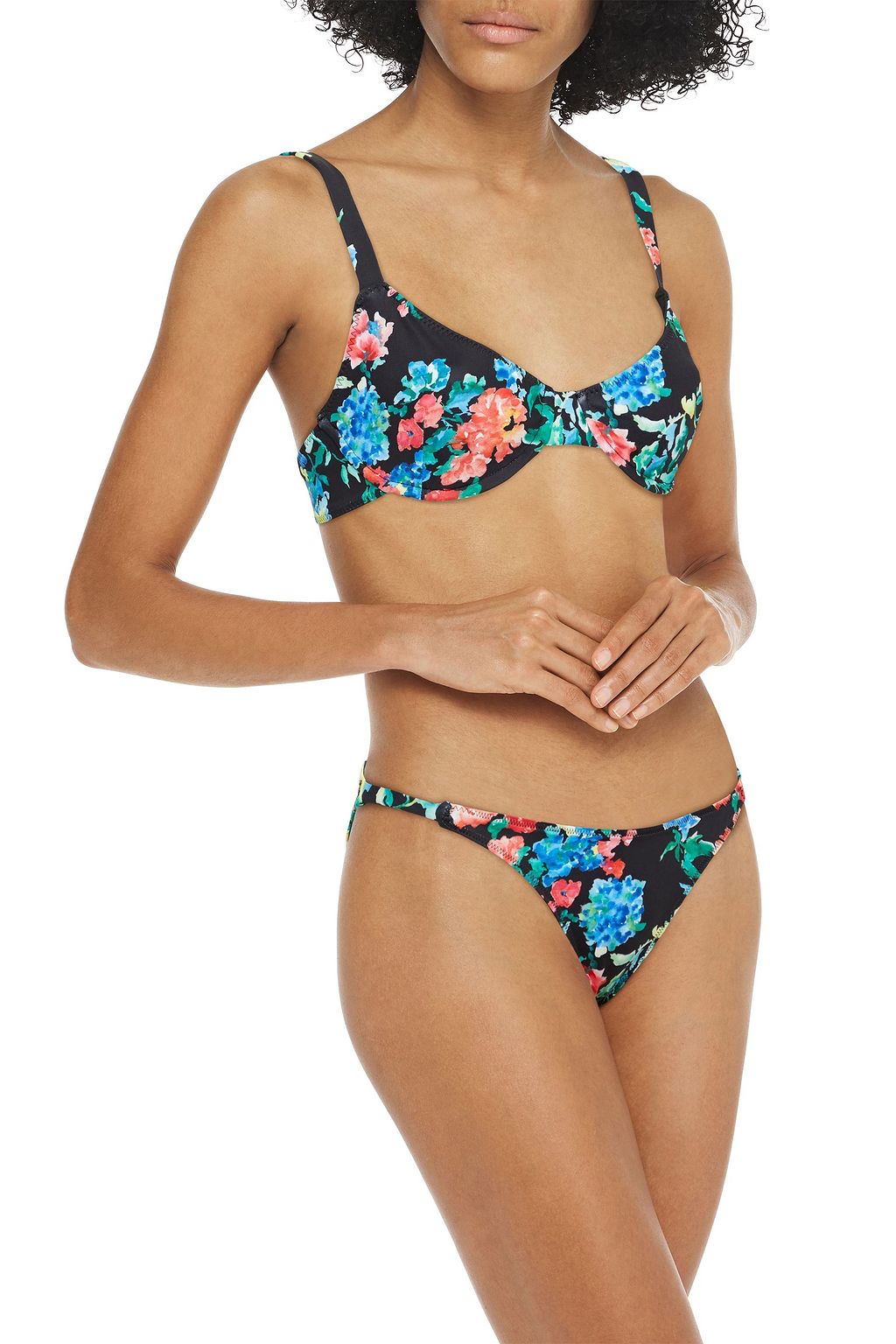 CAROLINE CONSTAS Floral-print low-rise bikini briefs
