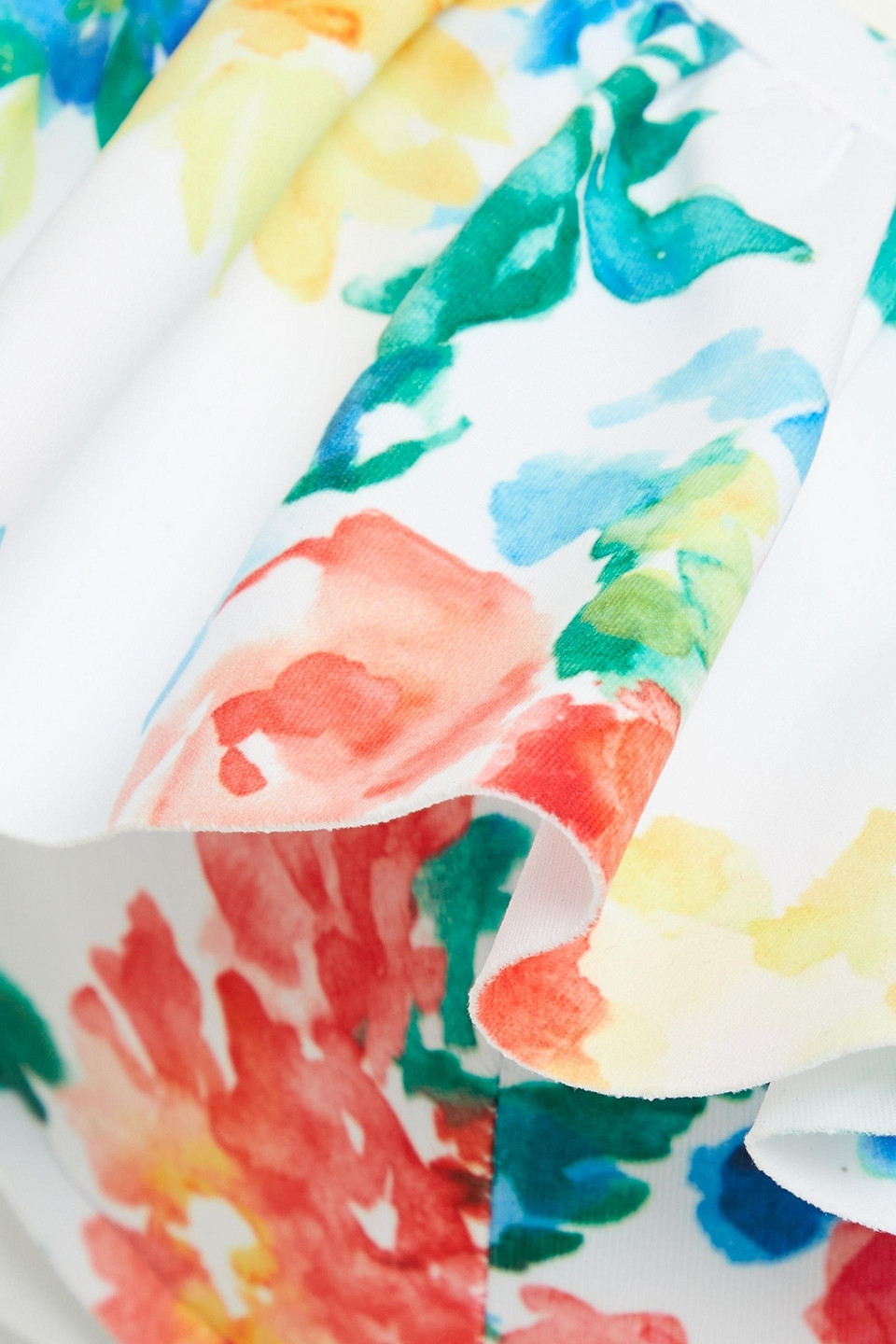 CAROLINE CONSTAS RUFFLED PRINTED BIKINI TOP