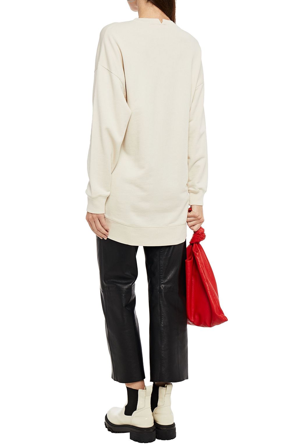 FRAME Embroidered printed organic Pima cotton-fleece sweatshirt
