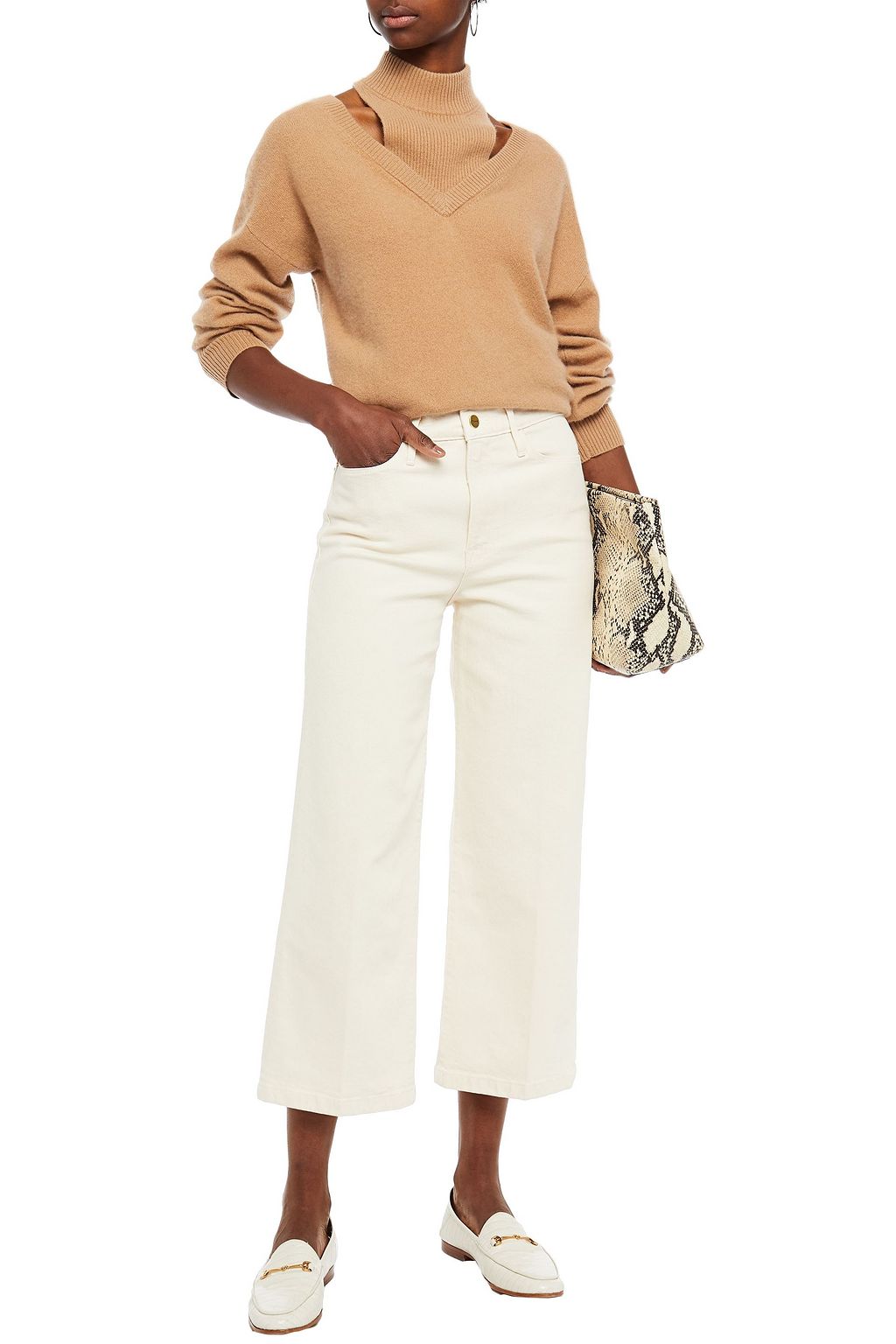 FRAME Cropped high-rise wide-leg jeans