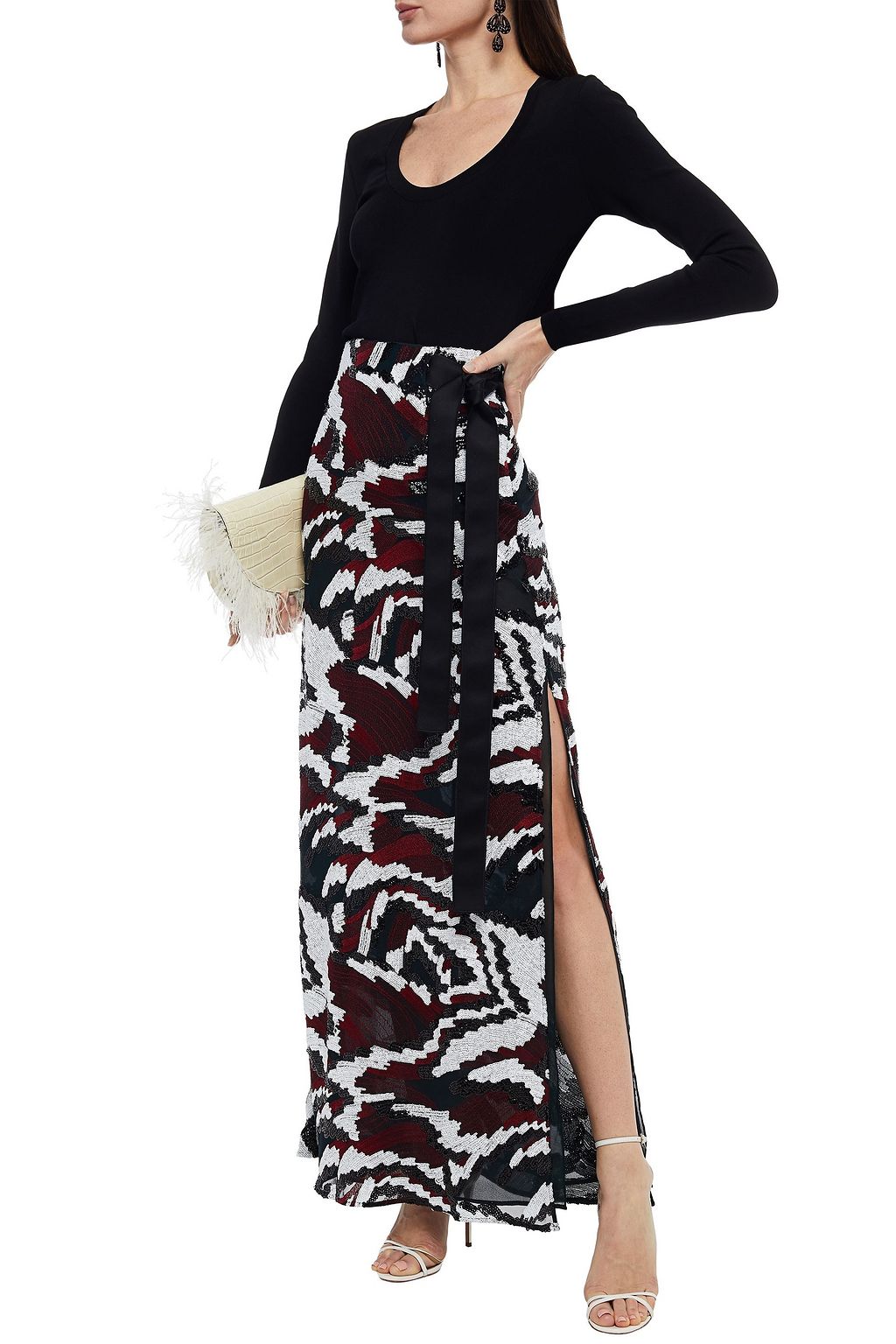 AMANDA WAKELEY Belted embellished tulle maxi skirt